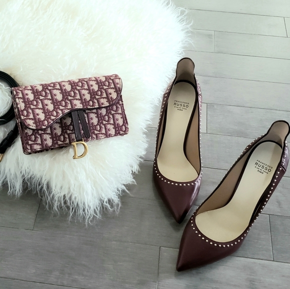 100% Authentic Francesco Russo Nappa Bordeaux Pump - Picture 12 of 13